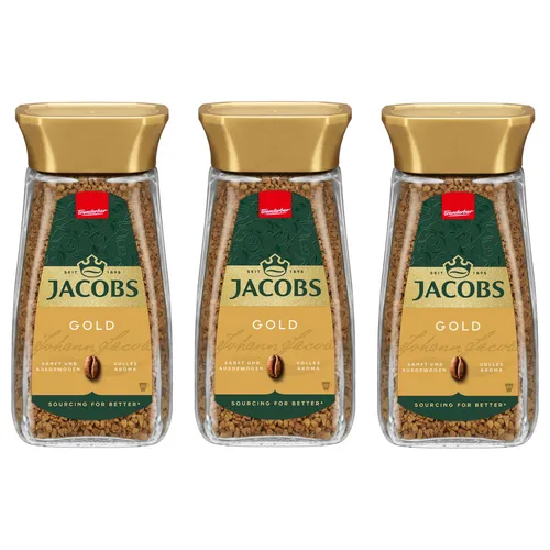 JACOBS Löskaffee Gold Instantkaffee 3 x 200 g Gläser