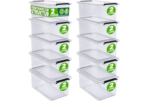 Deuba® 10x Aufbewahrungsbox mit Deckel 2L von Deuba