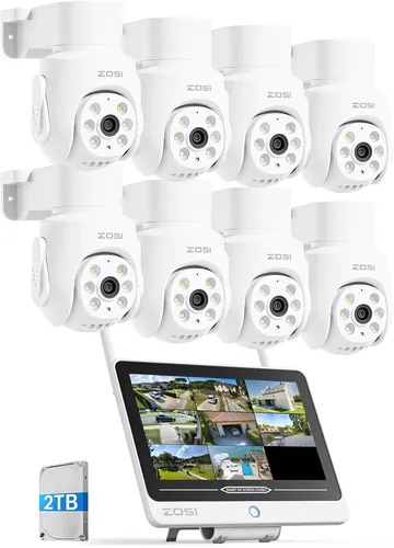 ZOSI 5MP Überwachungskamera Set Aussen WLAN mit Monitor - Überwachungs-NVR-Set mit 12