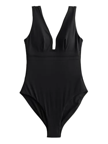 NEXT Damen Standard Bauchformender Badeanzug mit tiefem Ausschnitt Schwarz 40