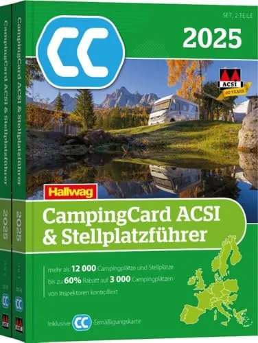 ACSI CampingCard & Stellplatzführer 2025 - 2 Bände mit Ermäßigungskarte - Freizeit, Haus & Garten: Umfassender Campingführer mit Ermäßigungen für über 3.000 Campingplätze in Europa.