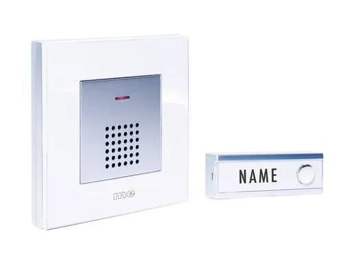 M-e modern-electronics FG5.2 Funkklingel Komplett-Set - Türklingelanlagen: Funk-Türklingel mit 8 Melodien, 200 m Reichweite und spritzwassergeschütztem Sender - ideal für jeden Außenbereich.