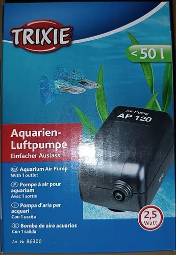 Trixie Luftpumpe für Aquarien 120 l/h bei nur 2,5 Watt Aquarienpumpe Ausströmer