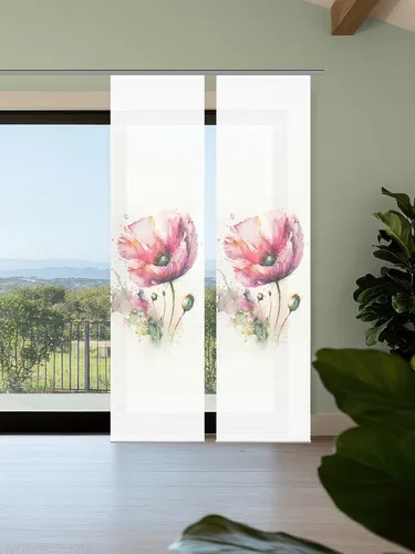 Xxxl Flächenvorhang in Rosa, Weiß und Salbeigrün - Gardinen – Halbtransparenter Flächenvorhang mit OEKO-TEX®-Zertifikat, ideal für sanfte Lichtstreuung und individuelle Wohnraumgestaltung.