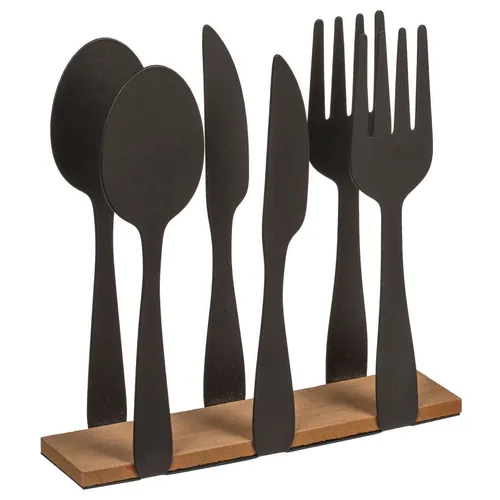 Moderner Serviettenhalter mit Besteck Design in Schwarz ca. 16,5 x 4 x 16,5 cm