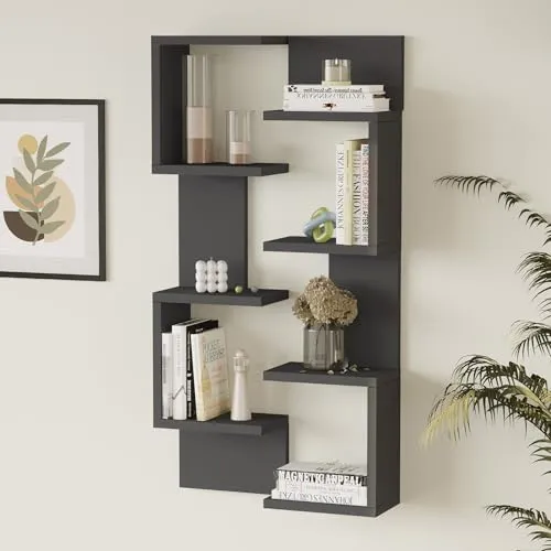 [en.casa] Wandregal 2er Set Omn – Schweberegal 93 x 24 x 15 cm in Anthrazit