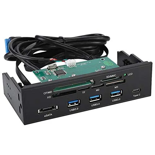 Tosuny 5,25 Zoll Kartenleser mit LED-Anzeige, interner Hochgeschwindigkeit USB 3.0 Kartenleser Media Dashboard Multifunktionsdesktop PC Frontplatte, unterstützt M2, MSO, SD, MS, XD und 64G CF-Karte