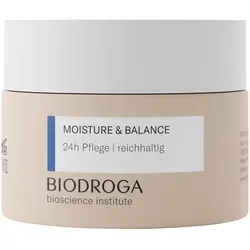 BIODROGA Bioscience Institute MOISTURE & BALANCE 24h Pflege reichhaltig 50 ml - 24h Pflege für trockene, lipidarme Haut mit biotechnologischen Inhaltsstoffen und wertvollen Ölen. Stärkt die Haut, spendet intensive Feuchtigkeit und fördert die natürliche Regeneration.