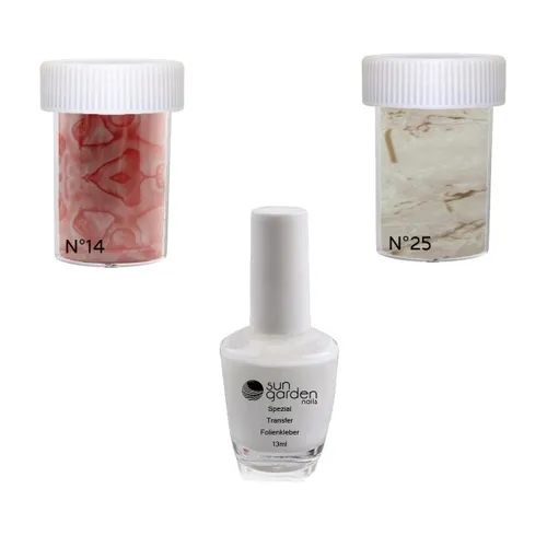 MARBLE SET 6 Transfer Nagelfolie XXL Nagel Folie 14 + 25 inkl. 13 ml Spezial ...