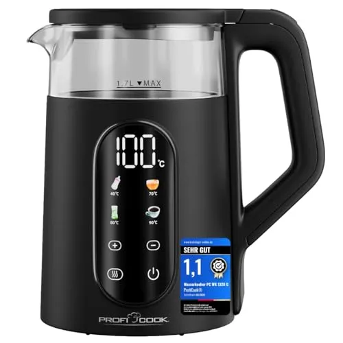PROFI COOK Glas-Wasserkocher PC-WK 1328 G, 1,7L mit Touch-Display