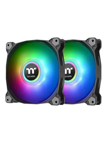 Thermaltake Pure Duo 14 ARGB Sync Radiator Fan 2-er Pack - Gehäuse-Lüfter mit zwei 140mm-PWM-Lüftern und adressierbaren LEDs für 16,8 Millionen Farben. Effiziente Kühlung und reduzierte Geräuschentwicklung dank innovativem 9-Blatt-Design und Antivibrationspads.