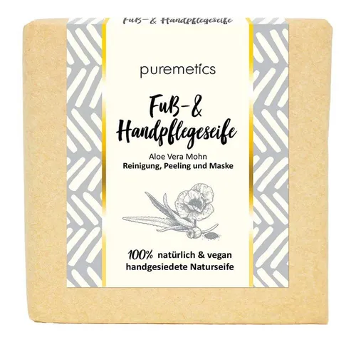 puremetics Körperpeeling Fuß- & Handpflegeseife - Aloe Vera Mohn 100g