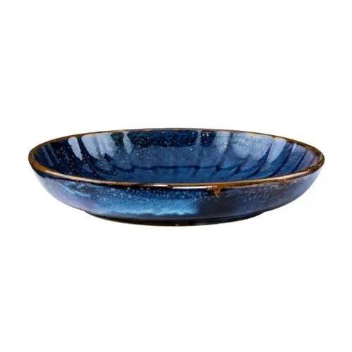 Verlo DEEP Blue Tiefe Teller 26 cm Ideal für Suppen Servierteller Dinnerteller Deko Teller Kuchenteller aus hochwertigem Porzellan