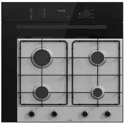 Böhme Einbaubackofen HB60F78PPB mit Gasline GAG60INX Gaskochfeld - Herdset mit 78l Backofen und Heißluft, plus 4-Brenner Gaskochfeld aus Edelstahl. Ideal für kreative Köche, die Wert auf Flexibilität und Qualität legen.