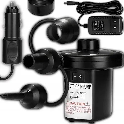 Elektrische Luftpumpe 12V 230V 50W Mit 3 Aufsätzen Für Luftmatratze Pool Ball Auto Und Camping