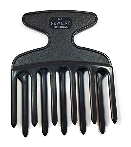 Hercules Sägemann 245 Profi Fingerstyler Afro Pick Schwarz 11 Zähne 5/6 im Versatz - 4 Zoll - grob Lockenkamm New Line Original
