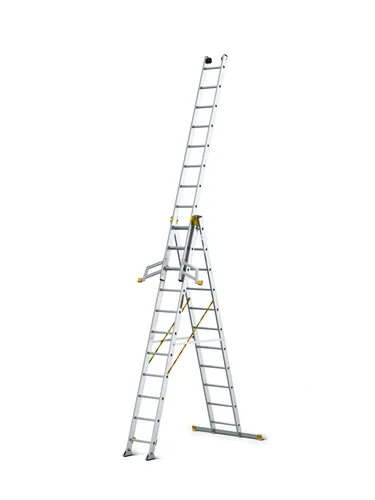 Drabest - Multifunktionsleiter, Vielzweckleiter aus Aluminium, Tragfähigkeit 150kg - 3-teilige Leiter 3x11 Stufen