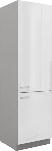 Küchen Hochschrank 60 Bianca Weiß Hochglanz + Grau