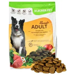 Lecker.Pet® Luna's Adult Strauß mit Kartoffel & Apfel 4 kg - Hundefutter, getreidefrei mit Strauß als einziger Proteinquelle, ideal für ernährungssensible Hunde und unterstützt die Gelenkgesundheit.