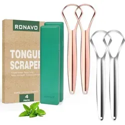 Zungenschaber Edelstahl Set – 4 Stück für Mundpflege - Praktisches 4-teilige Set aus hochwertigem Edelstahl zur effektiven Mundpflege. Entfernt Speisereste gründlich und sorgt für frischen Atem. Ideal für unterwegs mit handlichen Reiseetuis.