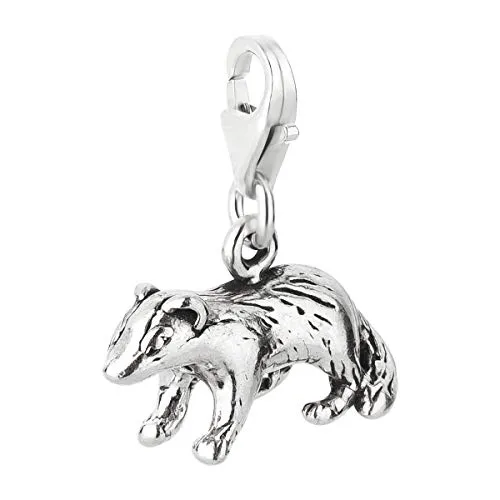 7K Charm Anhänger Dachs aus 925 Sterling Silber (20x11mm)