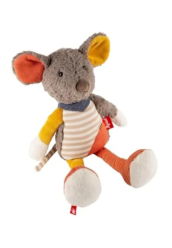Sigikid Kuscheltier Maus Patchwork Sweety - Stofftier in grau/orange/gelb, nachhaltig und pflegeleicht, ideal für Kinder mit einem Qualitätsversprechen von über 50 Jahren.