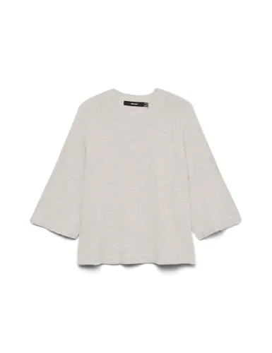 VERO MODA Damen Vmlefile 3/4 O-Neck Pullover Noos, Pumice Stone, Small