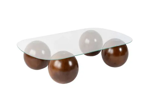 Eleganter Couchtisch aus gehärtetem Glas - Moderner Couchtisch mit Walnuss-Finish und 100 % gehärteter Glasplatte. Ideal für stilvolle Wohnzimmer, 118 cm breit und 30 cm hoch, vereint Funktionalität und Ästhetik.
