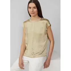 Satinshirt mit überschnittenen Schultern Hellbraun 42 - Feminines Satinshirt mit regulärer Passform und überschnittenen Schultern, ideal für elegante Anlässe oder den Alltag.