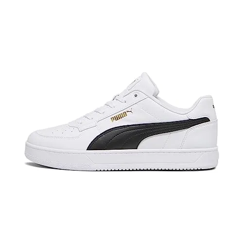 PUMA Unisex CAVEN 2.0 Sneaker - Stilvoller Komfort in Weiß Schwarz-Gold, 40.5 EU - Herren-Sneaker mit geschichteter Gummizwischensohle und markantem Puma Formstrip für optimalen Tragekomfort und modernen Look.