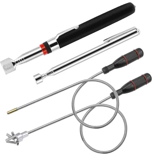 Stück Teleskop Magnetstab, Magnet Teleskopstab 60cm Flexibler Magnetheber Magnetstabgreifer Teleskopmagnet Stabmagnet für Aufnehmen von Kleine Teilen Metallgegenstände (3LB 5LB 15LB) 4