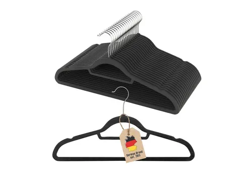 Intirilife Kleiderbügel, (Platzsparende Kleiderbügel 20x SAMT SCHWARZ, 20-tlg), Garderobenbügel Wäschebügel Anzugbügel Krawattenhalter