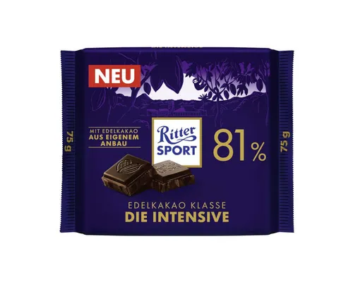 Ritter SPORT Schokolade, Ritter Sport Die Intensive 81% Edel-Bitterschokolade Packung 75g