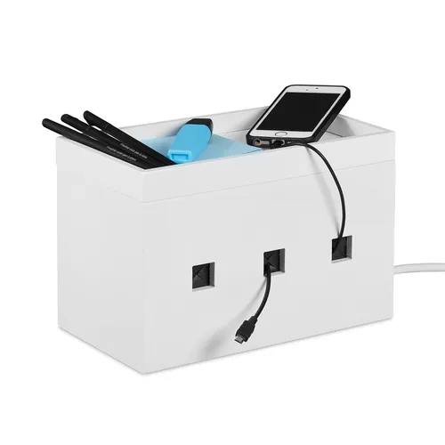 Kabelbox Kabelaufbewahrung Kabel verstecken Kabelorganisation Schreibtisch weiß