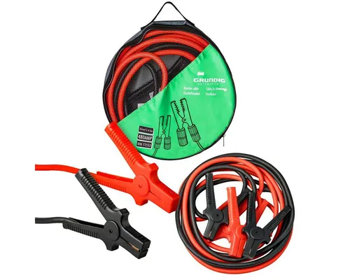 Grundig Starthilfekabel 4,5m - 480 Ampere für 12V/24V Fahrzeuge - Starthilfekabel für Benzinmotoren bis 7000m³ und Dieselmotoren bis 4000m³, mit 4,5m Länge und praktischer Aufbewahrungstasche für einfache Handhabung.
