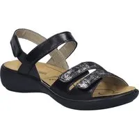 JOSEF SEIBEL Ibiza 86 Sandale für Damen in Schwarz-Kombi - Erlebe den Sommer mit der JOSEF SEIBEL Ibiza 86 Sandale! Aus hochwertigem Glattleder gefertigt, bietet sie dank herausnehmbarer Innensohle und Klettverschlüssen optimalen Tragekomfort und individuelle Passform. Ideal für Freizeitaktivitäten.