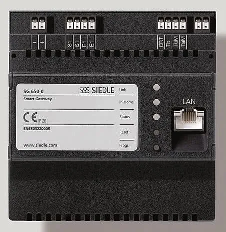 Siedle Smart Gateway SG 650-0 - In-Home-Bus zu IP-Gateway für bis zu 50 Teilnehmer, ideal für moderne Türkommunikation und zentrale Videoüberwachung, steuerbar via App und PC.