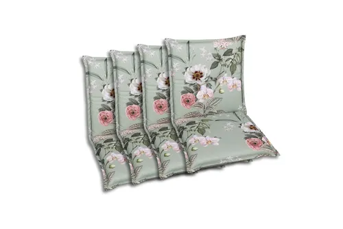 GO-DE Textil, Sesselauflage Niederlehner, 4er-Set, Farbe: salbei, Maße ca.: 100 cm x 50 cm x 7 cm