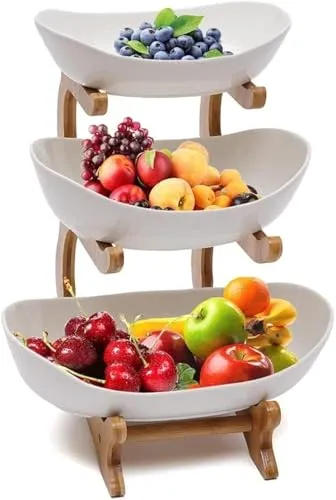 Dreamhigh® Keramik Obst Etagere mit 3 Etagen in weiß von Dreamhigh