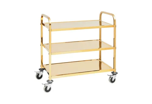 Royal-Catering Servierwagen RCSW 3.1G, Edelstahl - Sonstige Gastronomieartikel mit 3 Etagen und einer Gesamttragkraft von 240 kg, ideal für professionelle Küchen und einfach zu reinigen dank Edelstahl.