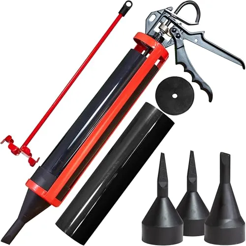 Mörtelpistole, Fugenpistole manuell 800ml - Präzise Fugenverarbeitung - Fugenmörtel mit 800ml Kapazität und 12:1 Abzugsverhältnis für saubere und präzise Fugenarbeiten. Inklusive Turbinenmixer und verschiedenen Düsen für vielseitige Anwendungen.