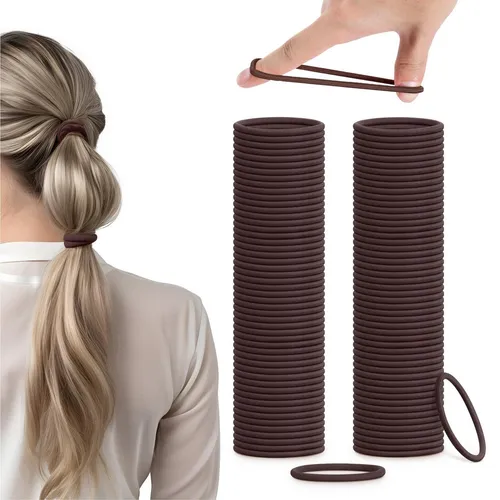 H&S Haarband Haargummi Set für Mädchen Damen und Herren braun - 100 Stück, 1-tlg.