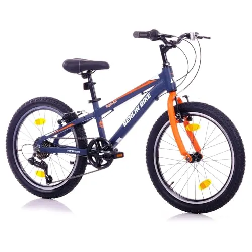 BERLIN BIKE Kinderfahrrad Grizz 20 Zoll – 7 Gang Shimano Kettenschaltung - Robustes 20-Zoll-Mountainbike mit leichtem Aluminiumrahmen, ideal für Schule und Freizeit. Die 7-Gang-Kettenschaltung sorgt für müheloses Fahren auf verschiedenen Untergründen.