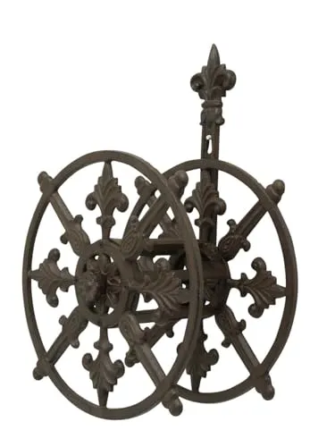 Antike Fundgrube Schlauchhalter im antiken Stil aus Gusseisen in braun | Schlauchhalterung für die Wand | Gartenschlauchhalter Schlauchrolle | B: 29 cm (6066)