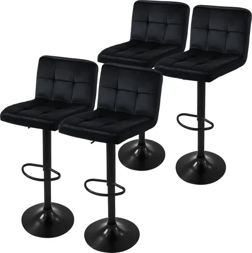 ML-Design 4er Set Barhocker Samt Höhenverstellbar und Drehbar - Barmöbel: Luxuriöse Samt-Barhocker mit ergonomischer Rückenlehne und Fußstütze, höhenverstellbar von 63 bis 83 cm für optimalen Komfort und Stil.