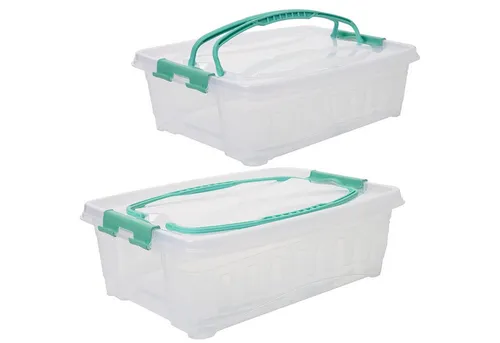 2er Set Kuchen Transportbox Rechteckig – Ideal für Blechkuchen und Muffins - Kuchenbehälter mit stabilen Tragegriffen und sicheren Click-Verschlüssen. Perfekt für den Transport von Blechkuchen, Muffins und Partygebäck.