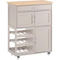 SoBuy Küchenwagen FKW45, khaki Servierwagen mit Flaschenablagen