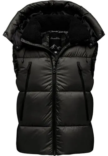 Amaci&Sons Herren Dicke Outdoor Winter Weste mit Kapuze 9132 Schwarz XL - Moderne Herren Steppweste von Amaci&Sons – leicht und robust aus 100% Polyester. Praktische Reißverschlusstaschen und ein markanter Front-Reißverschluss machen sie zum idealen Begleiter für Freizeit und Outdoor-Aktivitäten.