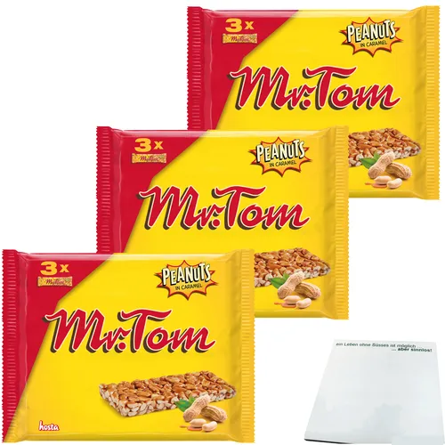Mr.Tom Erdnuss Caramell Riegel 3er Pack 9x40g Riegel usy Block