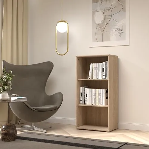 FORTE Regal Tempra, Höhe ca. 111 cm beige - Regal in modernem Design aus FSC®-zertifiziertem Holzwerkstoff, bietet 4 Ablageflächen und 3 offene Fächer für optimale Stauraumnutzung.